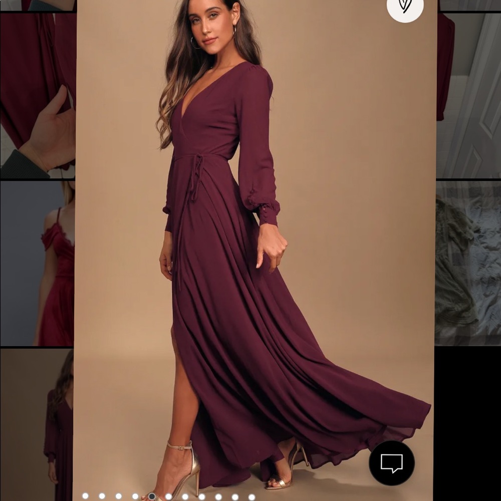 Lulus My Whole Heart Plum Long Sleeve Wrap Dress